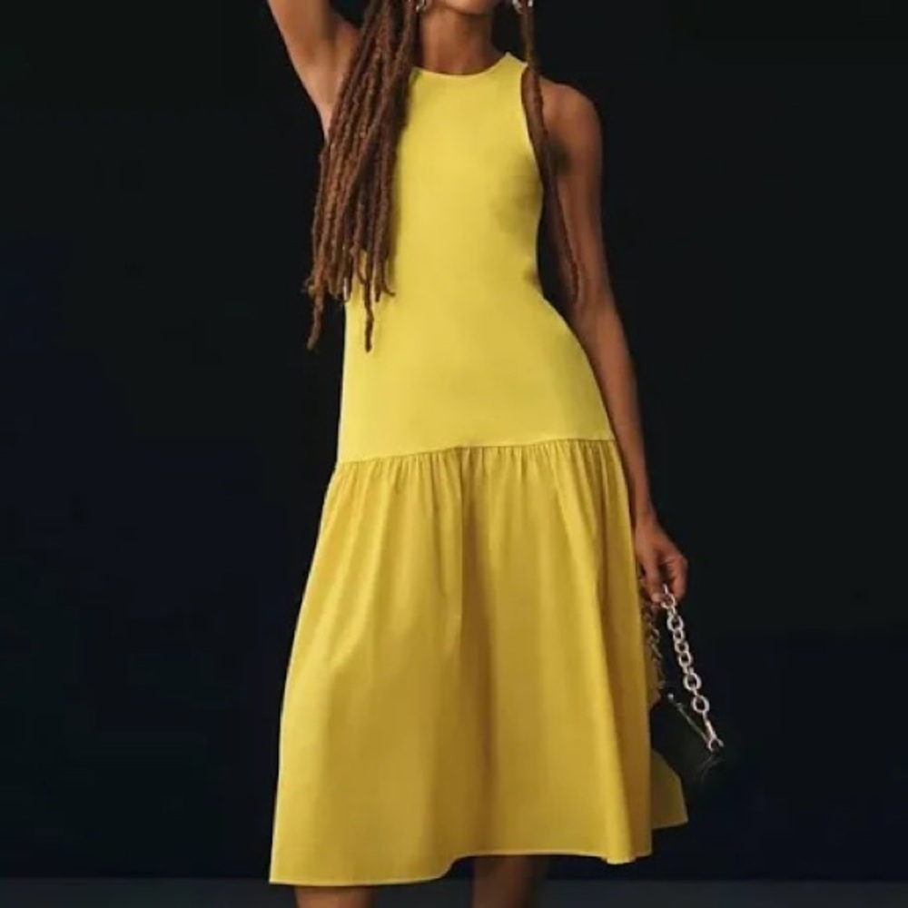 Anthropologie yellow tank dress S